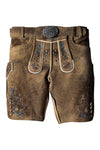 Faded Brown Lederhosen with Delicate Blue Embroidery
