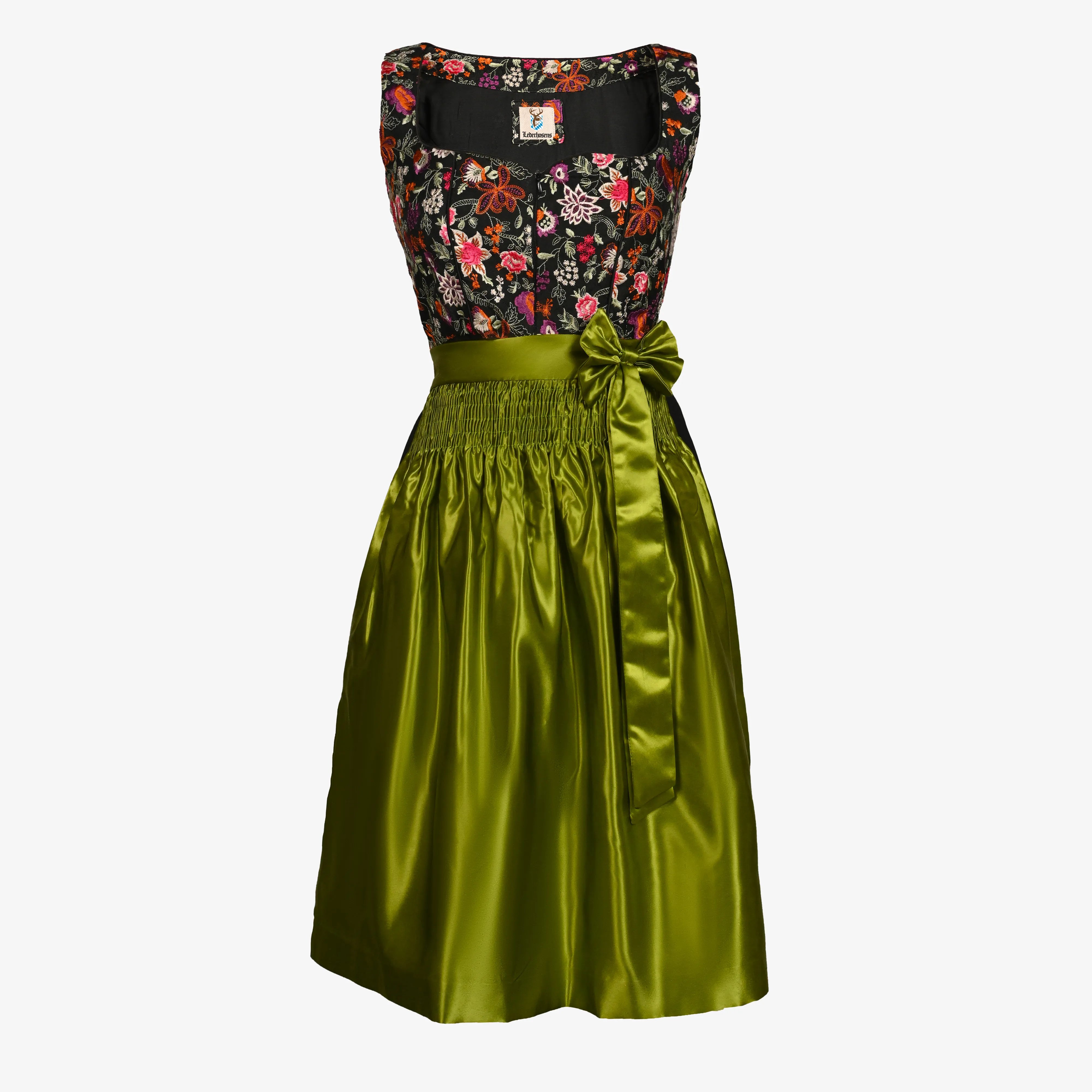 green dirndl dress Majestic Blossom 2XL / Black Size:Dress Size Pants: 38 floral_print_dresses_collection Care instructions recommend machine French Bustle Crepe Dress