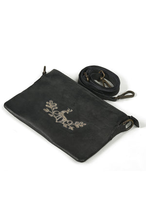 Black Beauty Minimal Embroidery Lederhosen Handbag