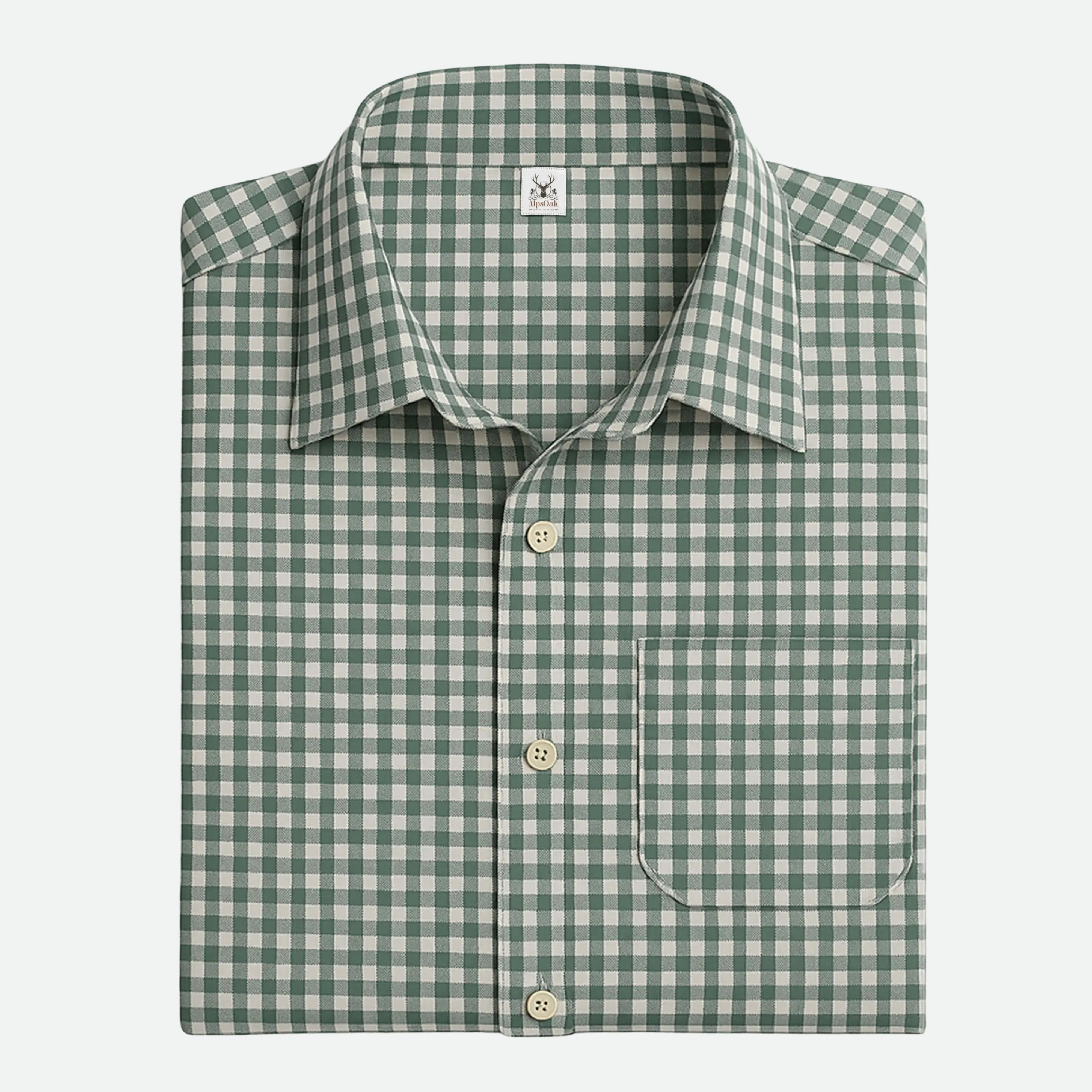 mens green check dress shirt Steven Land Mens 100% Cotton Green Check French Cuff Classic Fit Dress Shirt, 16 1/2 / 32/33 main image 1