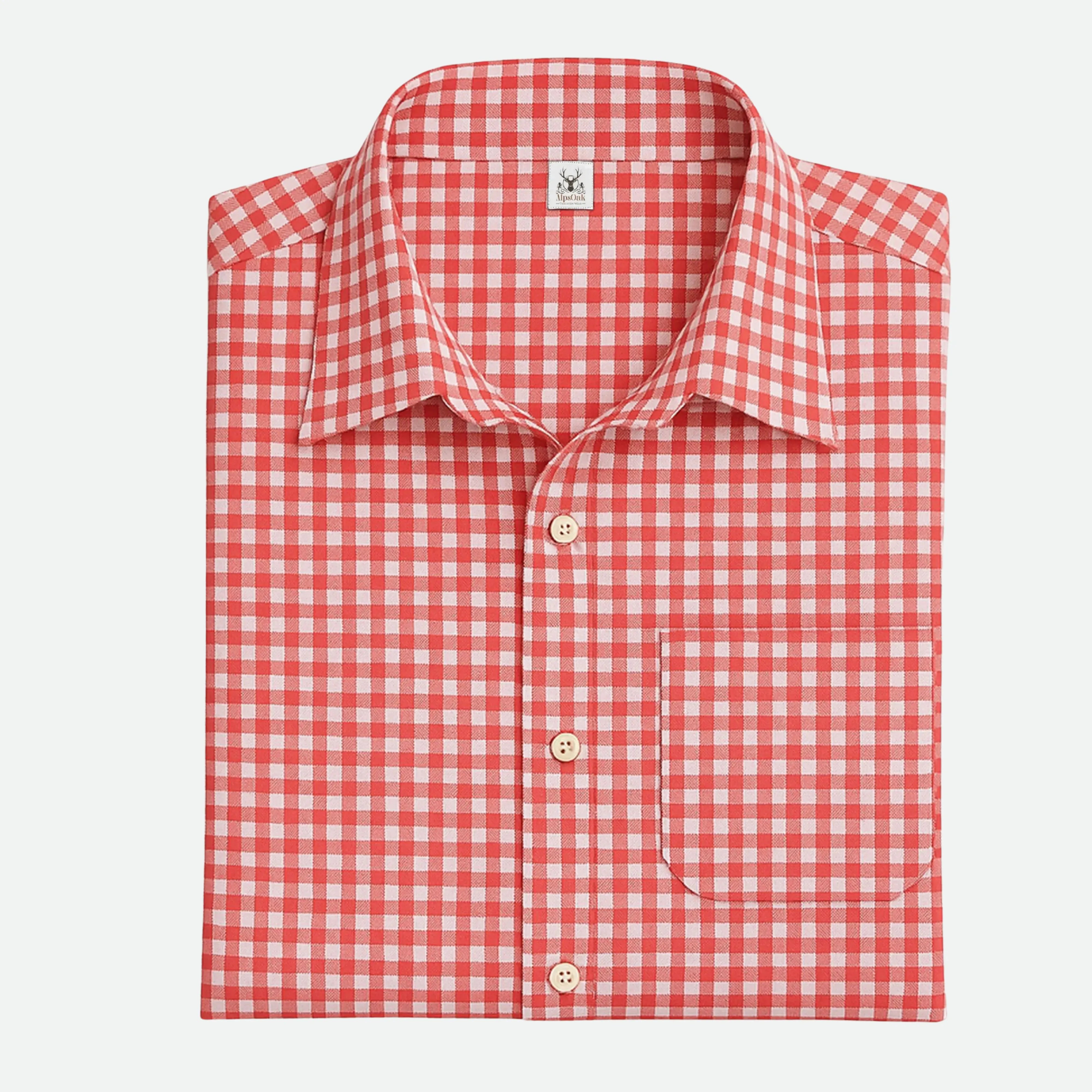 Deep Red Men's Small Checkered Shirt S / Red Deep Red Men's Small Checkered Shirt S / Red