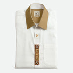 Men's Trachten Shirt Classic German White with Patch Detailing