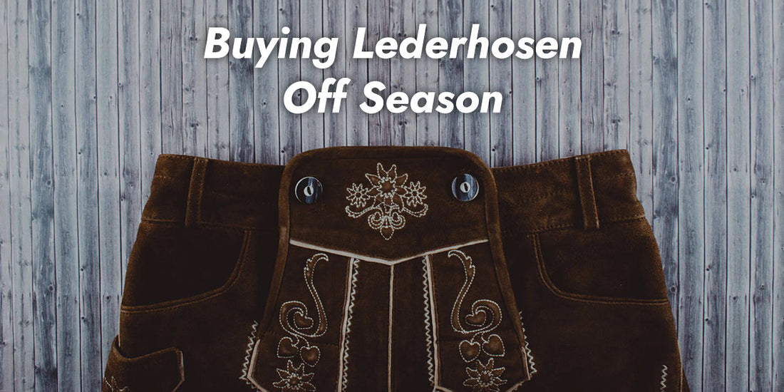 Traditional leather lederhosen highlighting the advantages of buying lederhosen off-season for better prices, wider selection, and ideal Oktoberfest preparation