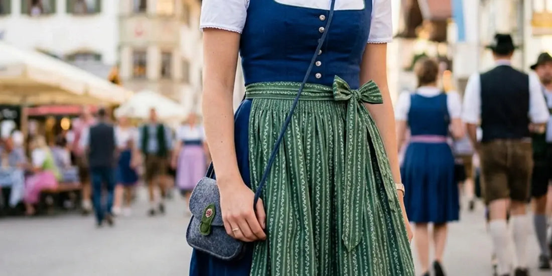 Woman wearing a traditional dirndl dress highlighting distinctive Alpine regional fashion and heritage.