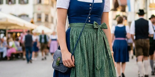 Woman wearing a traditional dirndl dress highlighting distinctive Alpine regional fashion and heritage.