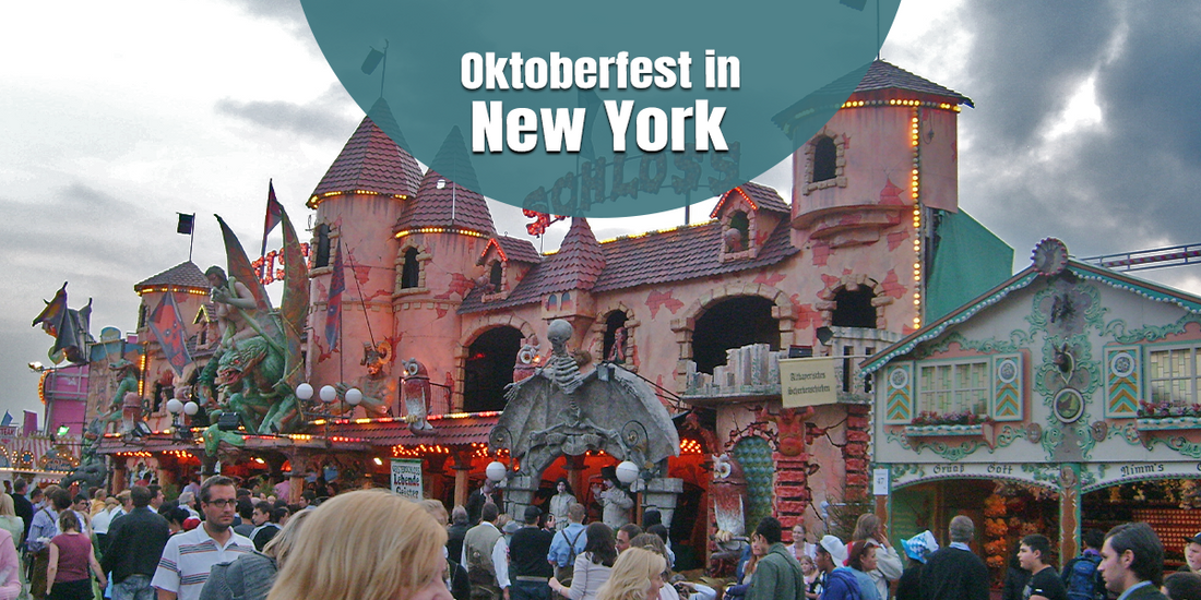 Oktoberfest in New York City, USA, featuring festive crowds, Bavarian-inspired attractions, carnival rides, and a vibrant Oktoberfest atmosphere