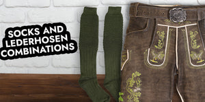 Traditional knee-high Bavarian socks paired with embroidered leather lederhosen, showcasing the perfect sock combination for an authentic Oktoberfest outfit
