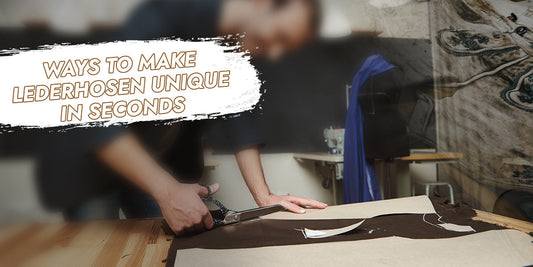 Craftsman cutting leather for custom lederhosen, demonstrating ways to make lederhosen unique with personalized design and traditional Bavarian craftsmanship
