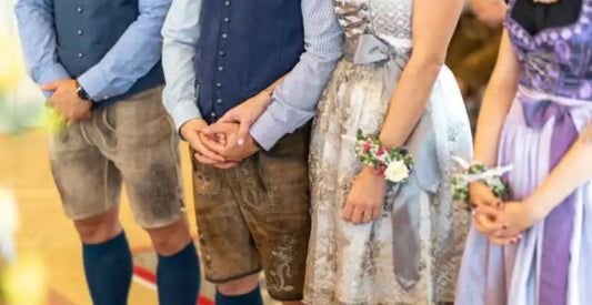 Bavarian lederhosen and dirndl outfits representing the complete history of German Trachten clothing