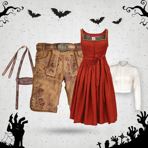Vintage Brown and Scarlet Red Halloween Couple Set