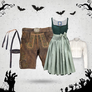 Raw Brown and Emarald Green Halloween Couple Set