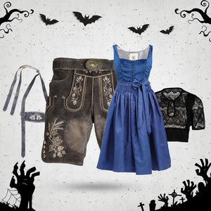 Rustic Vintage Black and Indigo Blue Halloween Couple Set