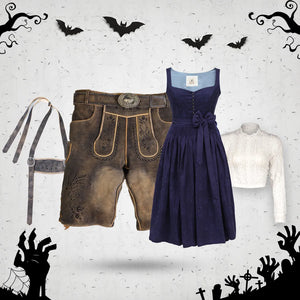 Sepia Raw Black and Velvet Blue Halloween Couple Set