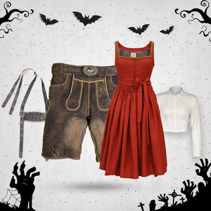 Sepia Raw Black and Scarlet Red Halloween Couple Set