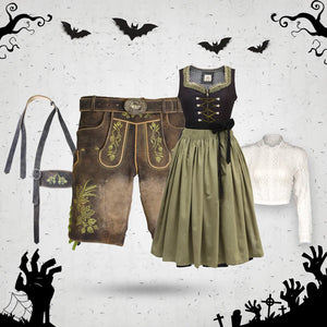 Sepia Raw Brown and Smoky Royal Black Halloween Couple Set