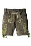 Espresso Brown Lederhosen with Refined Green Embroidery