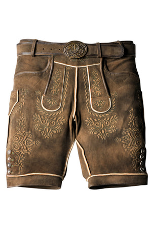 Detailed Fine Embroidery on Light Brown Lederhosen
