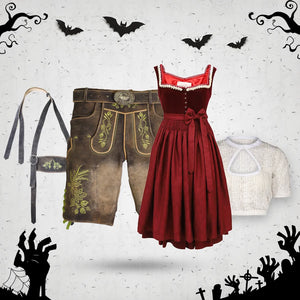 Sepia Raw Brown and Ruby Allure Halloween Couple Set
