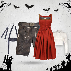 Vintage Graphite and Scarlet Red Halloween Couple Set