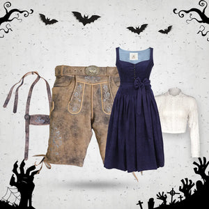 Two Tone Rustic Brown and Velvet Blue Halloween Couple Set