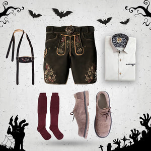 Faded Black Lederhosen Men Halloween Set