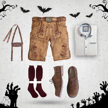 Vintage Brown Halloween Lederhosen Set