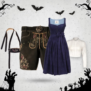 Rustic Black and Velvet Blue Halloween Couple Set
