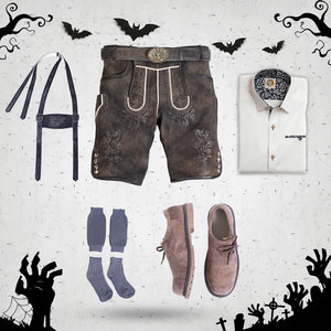 Vintage Graphite Halloween Lederhosen Set