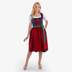 Luxury Embossed Blue Midi Dirndl