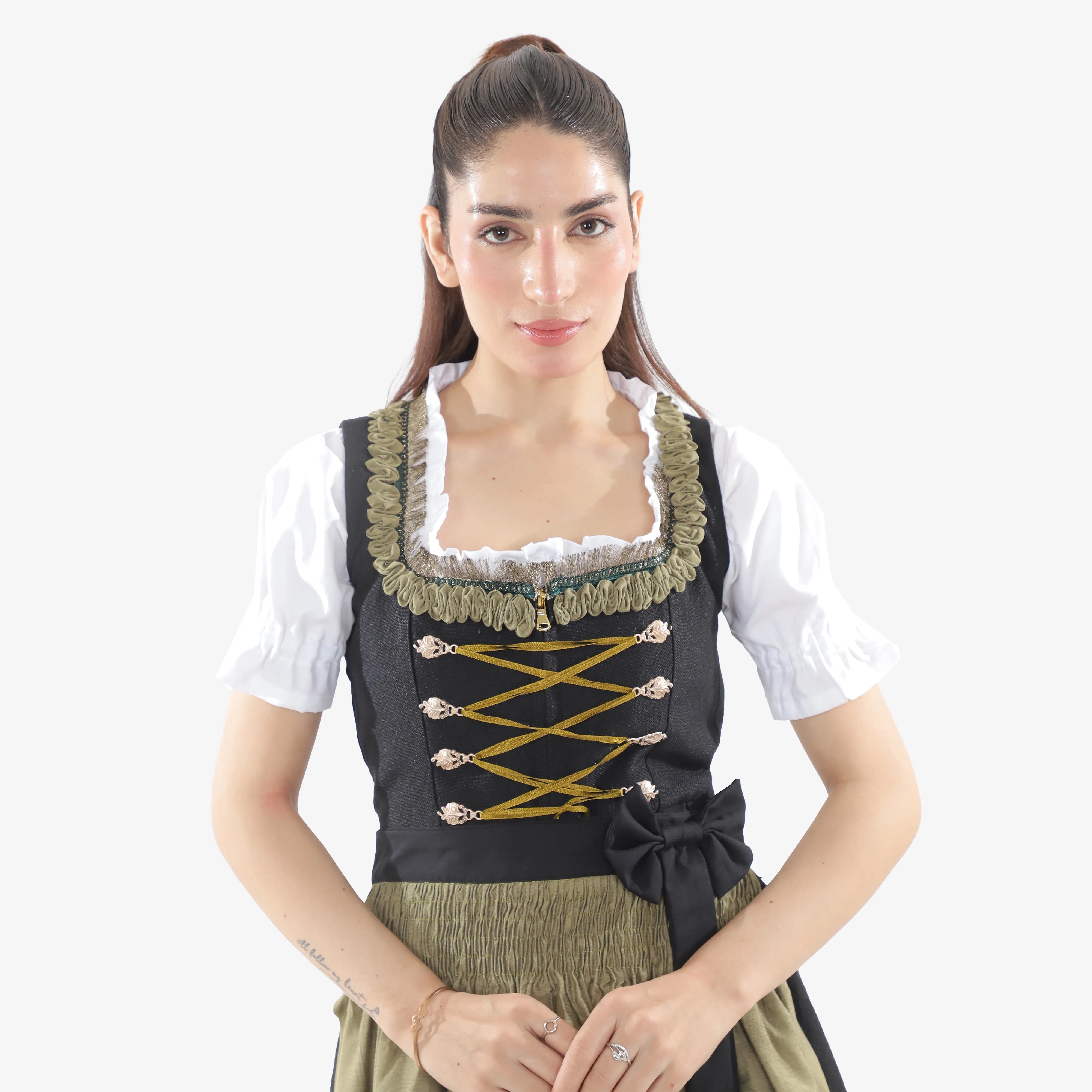 Smoky Royal Black Dirndl Dress L / Black