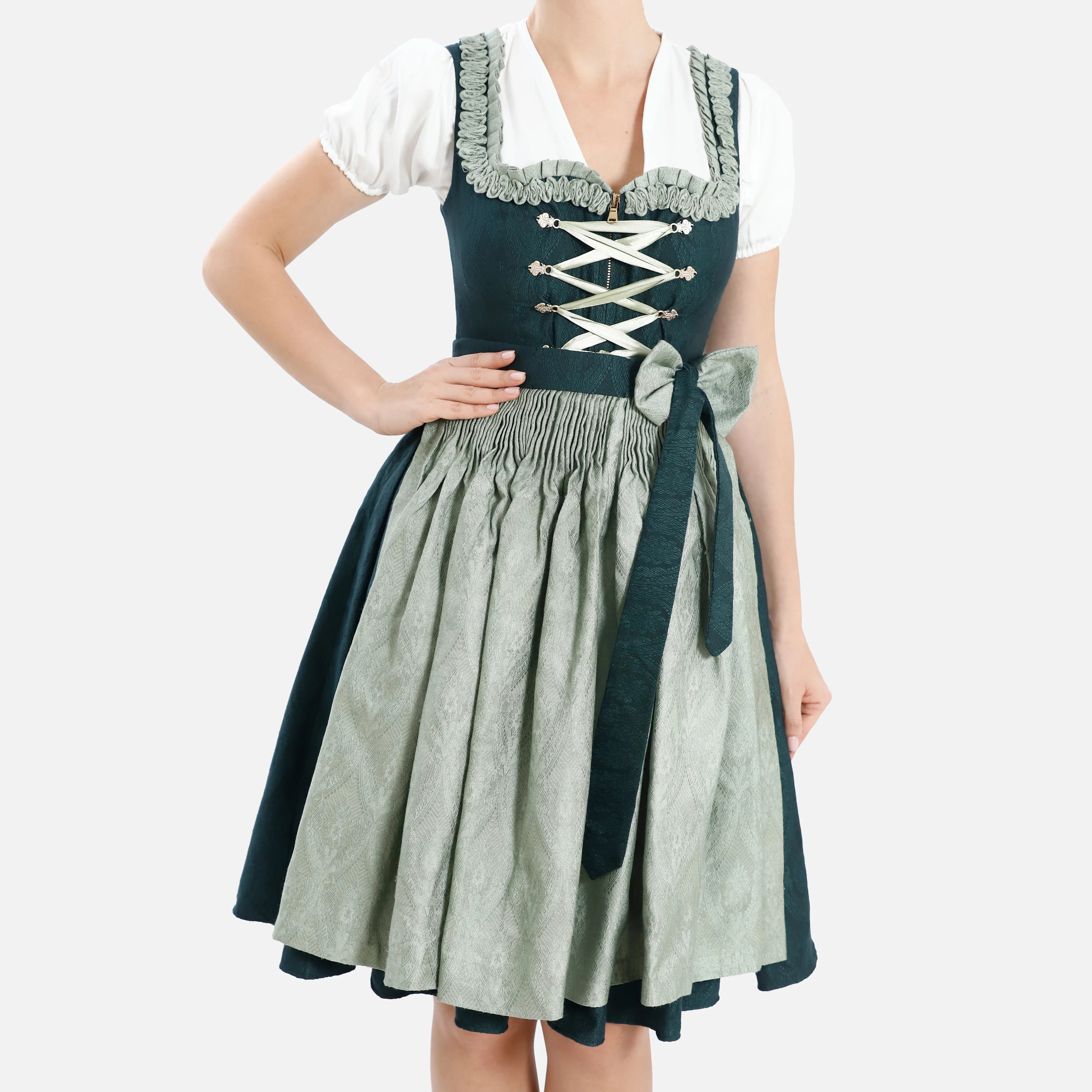 Midi Dirndl Inspired by Pure Green Elegance 2XL / Green Midi Dirndl Inspired by Pure Green Elegance 2XL / Green