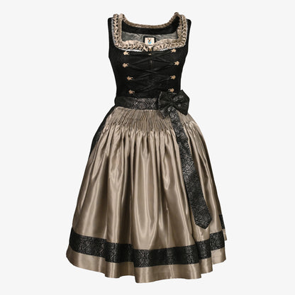 Midi Dirndl Inspired by Midnight Black Elegance