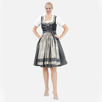 Midi Dirndl Inspired by Elegant Black Tradition