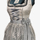 Elegant silver lace dirndl dress with embroidered apron, ribbon lacing, perfect for Oktoberfest, Bavarian weddings, traditional celebrations, and festive occasions