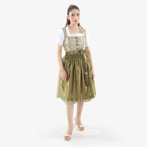 Midi Dirndl Dress Luxury Moss Green Elegance