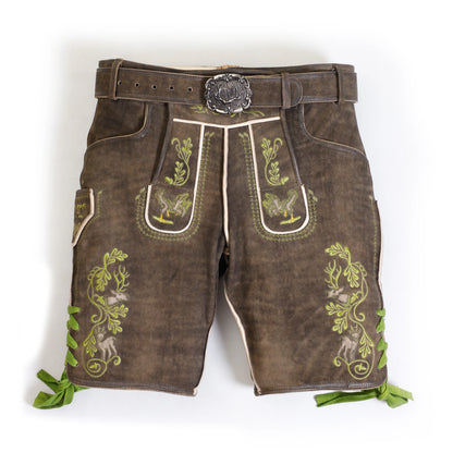 Forest Green Lederhosen with Refined Traditional Embroidery