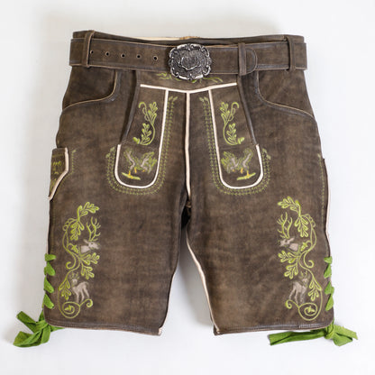 Forest Green Lederhosen with Refined Traditional Embroidery