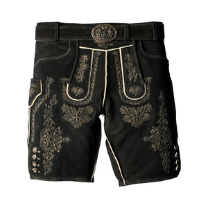 Charcoal Embroidered Lederhosen in a Timeless Shade