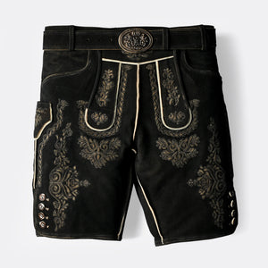 Charcoal Embroidered Lederhosen in a Timeless Shade