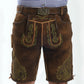 Green Deer Embroidery on Coffee-Colored Lederhosen Men