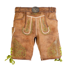 Faded Brown Double-Shaded Trachten Lederhosen with Fine Embroidery