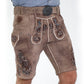 Faded Brown Lederhosen with Delicate Blue Embroidery