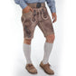 Faded Brown Lederhosen with Delicate Blue Embroidery