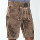 Faded Brown Lederhosen with Delicate Blue Embroidery