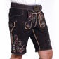 Faded Black Bavarian Lederhosen Men with Charming Embroidery