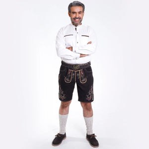 Rustic Black Deer Skin Lederhosen Set