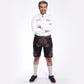 Faded Black Bavarian Lederhosen Men with Charming Embroidery