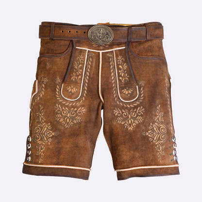 Detailed Fine Embroidery on Light Brown Lederhosen