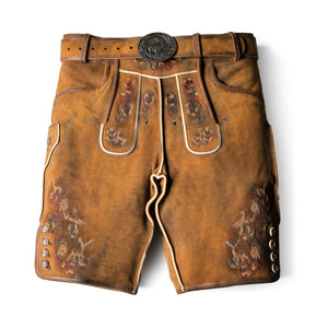 Rich Brown Lederhosen featuring Bold Modern Embroidery