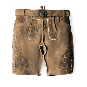 Faded Brown Bavarian Lederhosen Men with Subtle Embroidery